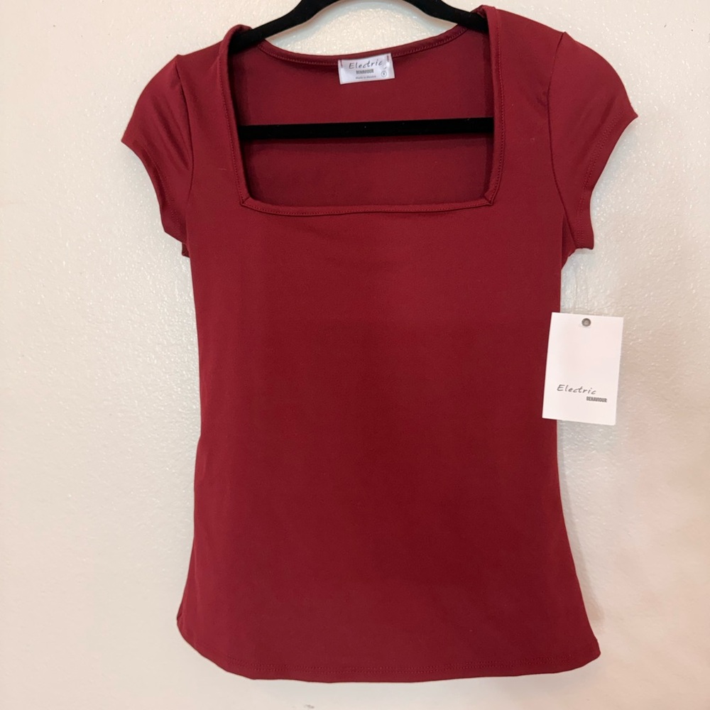 Elegant Square Neck Burgundy Top